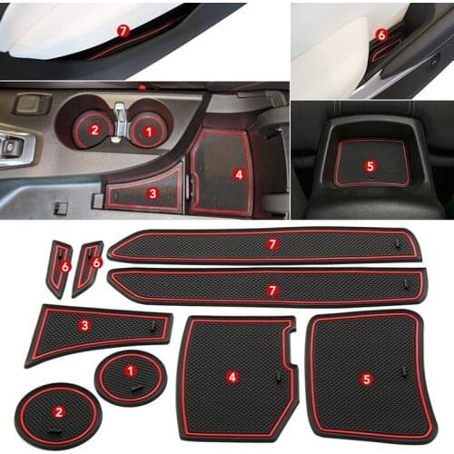 9Pcs Door Groove Mat Car Interior Decoration Anti-Slip Gate Slot Cup Pad For Chevy Camaro 2016-2022 Rubber Coaster