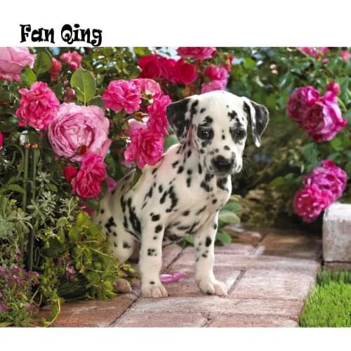 Diamond Painting Flowers and dalmatian Needlework DIY Full Square/round Diamond Embroidery dog Set Home Decoration