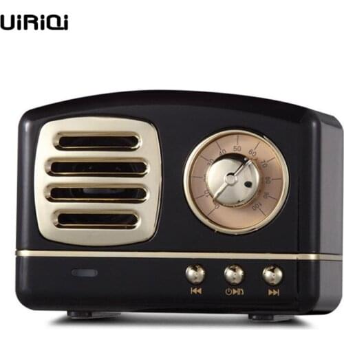 UiRiQi Bluetooth Speaker Vintage Mini Wireless Speaker Retro Heavy Bass Stereo Surround HiFi Sound Effects TF USB AUX Radio BT