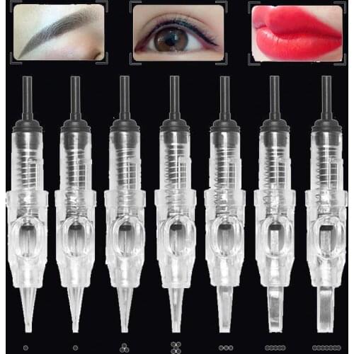Disposable Eyebrow Tattoo Needles 1R 3R 5R 5F 7F Sterilized Microblading Permanent Makeup Cartridge Needles Agulha Easy Click