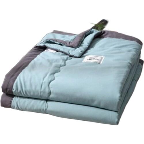 TONGDI Cool Soft Throw Striped Down Cotton Quilt Blanket Luxury For Cooling Summer Couch Cover Bed Machine Wash Bedspread