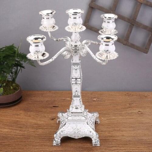 Square Candlestick Decoration Glass Retro European-Style Home Metal Lamp Luxury Candlestick Wedding Decoration
