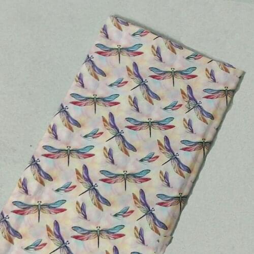 Sweet Vivid Rainbow Colorful Dragonfly Printed Cotton Fabric 50x105cm Dragonfly Fabric Patchwork Cloth Bag Party Home Decoration
