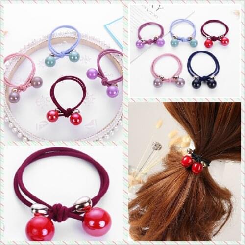 Cute Girls Candy Colorful Hair Bands Small Solid Double Ball Elastic Rope Handmade Sweet Women Kids Rubber Band Hair Accessories
