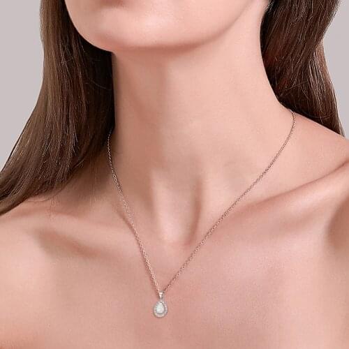 Fashion Water Drop Crystal Clavicle Chain Rhinestone Pendant Charming Necklace Women Wedding Valentines Day Jewelry Gift
