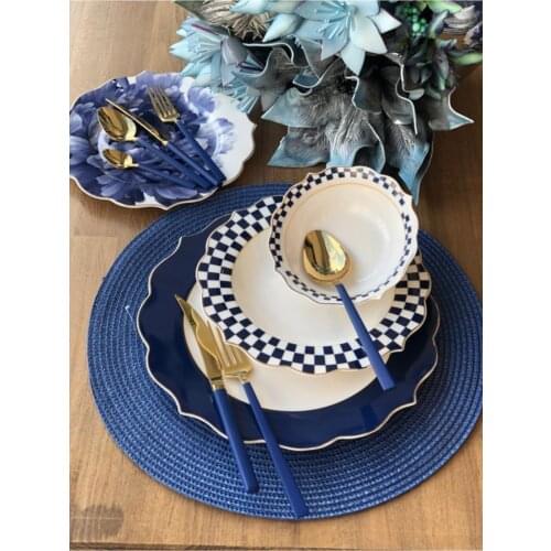 Rida 24 Pieces Dinnerware Set for 6 Dinner Plates Tableware Serving Plate Soup bowl Stamping Plates