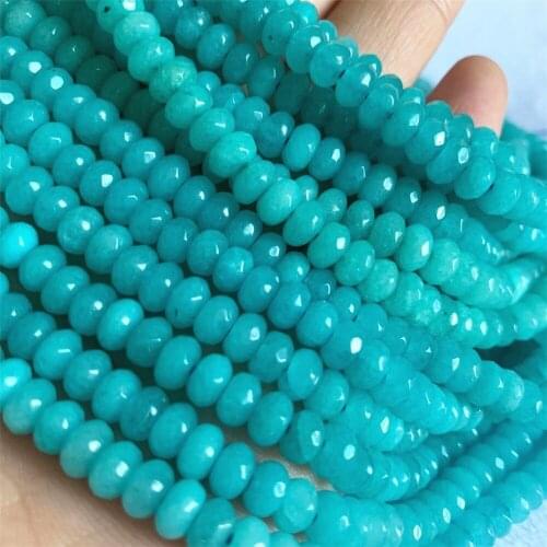 Natural 4x6mm Abacus Shape Amazons Stone Faceted Semi Finished Jewelry DIY Necklace/Bracelet Loose Beads 15inch B162