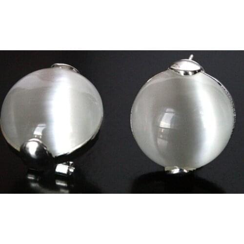 Natural Clear White Opal 925 Sterling Stud Earrings Natural stone bread Earing big 925 earringsWomen Party