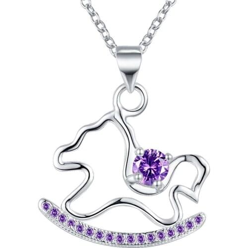 Wholesale Silver Plated Charm Jewelrys Necklace,free Shipping Fashion Fashion Jewelry Pendant Wooden Horse AN761