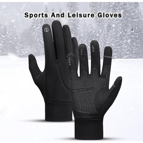 Unisex Ski Gloves Winter Warm Windproof Waterproof Anti-slip Fleece Thermal Touch Screen Bike Ski Running Gloves Outdoor Gants