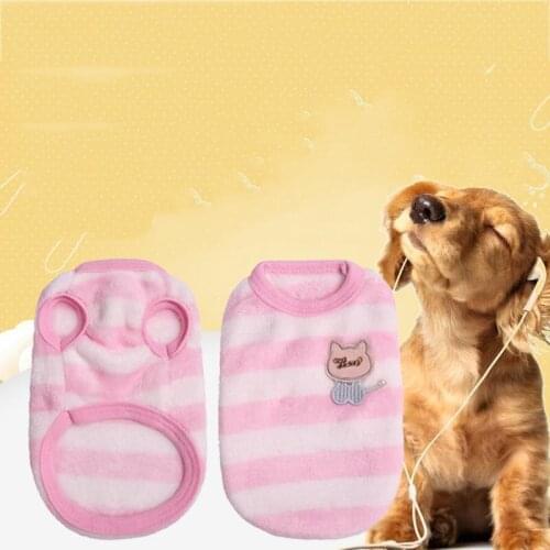 Striped Soft Soft Velvet Dog Clothes Puppy Pet Vest Sweater Cute Pets Dogs Cat Winter Clothing Sleeveless For Small Dog Hot Sale