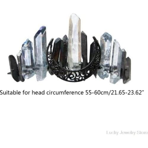 Handmade Faux Raw Crystal Headband Contrast Color Quartz Black Moon Bridal Tiara Crown Halloween Angel Aura Hair Hoop F25 21
