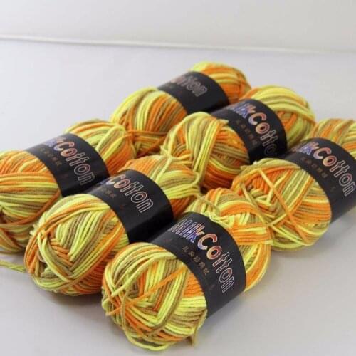 Sale 6ballsx50g Soft Cotton Baby Yarn New Hand-dyed Wool Socks Scarf Knitting yarn brown Yellow Mixed 2075-10-6