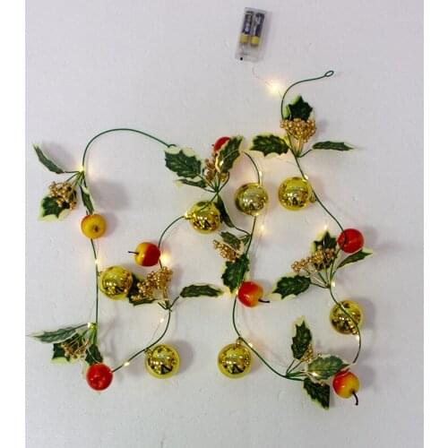 190cm Christmas String Lights Pine Cone Red Berry Christmas Garland Fairy Lights for Wedding Christmas Tree Home Party Decor