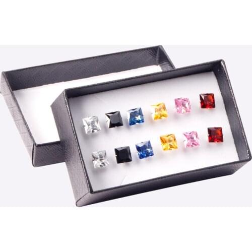 6Pair/Box Ladies/Girl Earrings CZ Stainless Steel Stud Earrings Crystal 3/5/7 mm Size Mix Color Fashion Wedding Jewelry Gift