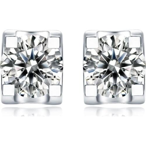 925 Sterling Silver Moissanite Diamond Solitaire Round Cut Stud Earrings Silver 0.5/1CT Stud Earring Women Girls Wedding Jewery