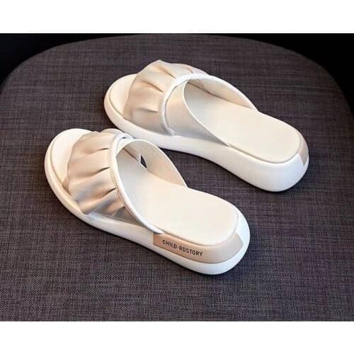 Cross band slippers women sweet ruffles platform sandals solid color all-match summer slides shoes woman beach sandalias mujer