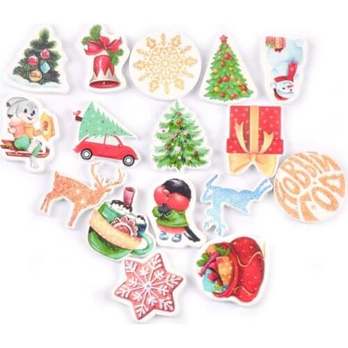 Mix Christmas Pattern Wood Craft Supplies For Home Decoration Scrapbooking DIY Wooden Ornaments Handmade Accessories 20pcs M2585