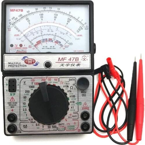 MF47B Voltage Current Tester Resistance Analog Display Fire Line Discrimination Pointer Multimeter DC/AC