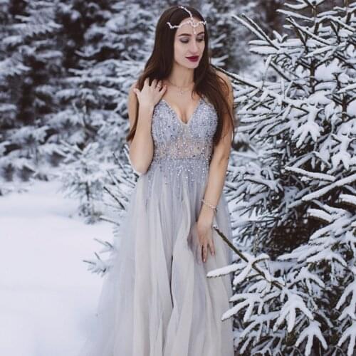 Evening Dress V Neck Beading Formal Sequins Prom Gown Princess Robe de Soiree Sleeveles Backless Prom Party Dresses