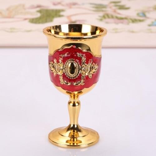 20~30ml Retro Creative Small Beverage Wine Cup Gold European Style Home Bar Alloy Smooth Cup Mouth Manual Grinding Stable Base