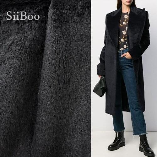High grade black solid 2cm smooth faux fur fabric for winter coat,vest,Fur collar,cape by half meter free shipping SP711