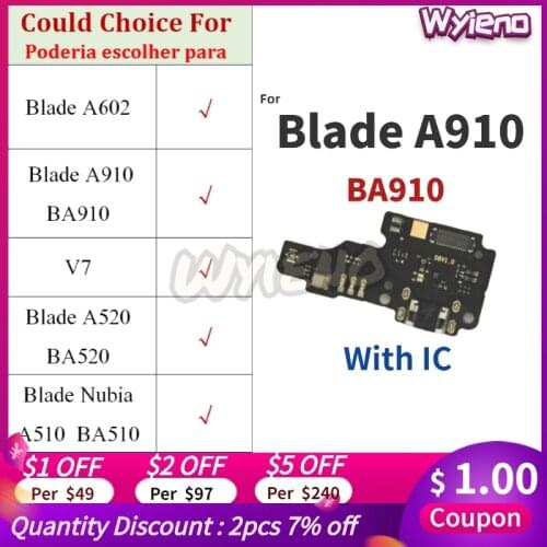 Wyieno For ZTE Blade A602 A910 BA910 V7 A520 BA520 Nubia A510 BA510 USB Dock Charger Charging Port Flex Cable Board