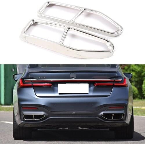 Yubao 2Pcs/1Pair Stainless Steel Silver For BMW 7 Series G11 G12 2019-2020 Double Exhaust Muffler Pipe Tip Cover
