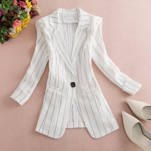 Suit Jacket Female 2020 New Korean Version Self-cultivation Casual Wild Chic Pop Striped Small Suit Spring And Autumn Blazer