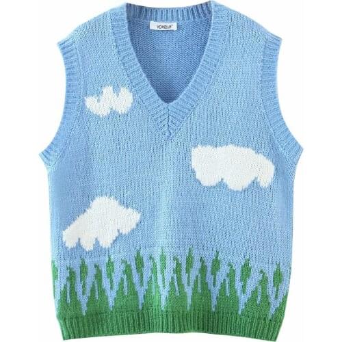 2021 Spring Fashion V Neck Twist Knitting Sweater Women Sleeveless Casual Loose Vest Chic Leisure Pullovers Tops Female Clothes