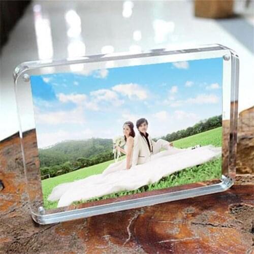 1 Christmas Gift Set Acrylic Magnet Photo Four Corners Arc Design Creative Crystal Picture Frame Bedroom Deck Decor