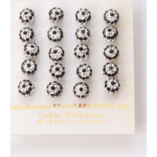 10 Pairs Ladies Earrings 8mm10mm Stainless Steel Anti-allergy Ear Stud for Gift Jewelry Accessories Wedding Jewelry Wholesale