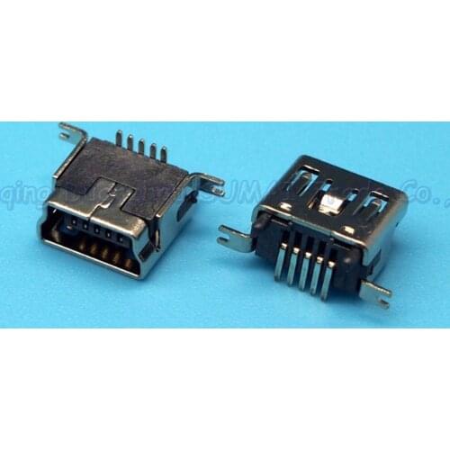 10pcs/lot Copper Vertical SMT mini USB female socket MINI-USB JACK