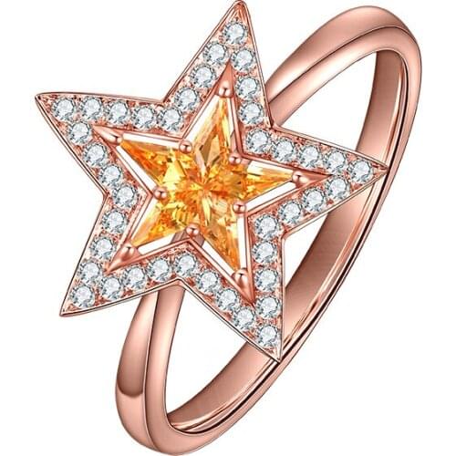 18k Gold Ring Star Shape Natural Sapphire Rings Fashion Women Jewelry