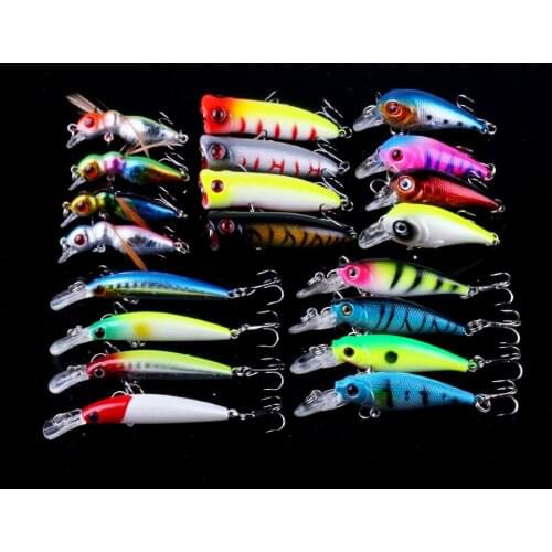 20Pcs/lot Set Mini Fishing Lure Artificial Bait Kit Minnow Popper Insect Lure Crankbait Pesca Fishing Wobblers