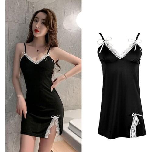 2021 Summer Clothing Party Bodycon Lace Sling Home Casual Sexy Black Nightdress Mini Dresses Thin Section Slim Waist Dress Women