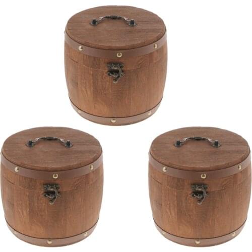 3Pcs 18x16cm Vintage Wooden Sealed Storage Cans Food Storage Canister Tea Coffee Spice Bean Flour Herbal Container Caddy
