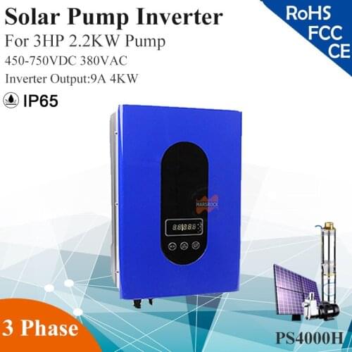4KW 9A 3phase 380VAC MPPT solar pump inverter with IP65 for 3HP 2.2KW water pump Full automatic operation