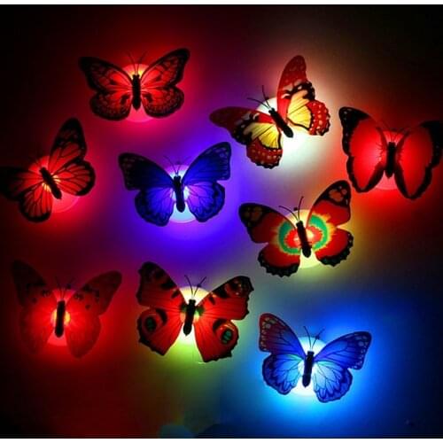 5pcs Lovely Butterfly LED Night Light Color Changing Light Lamp Beautiful Home Decorative Wall Nightlights