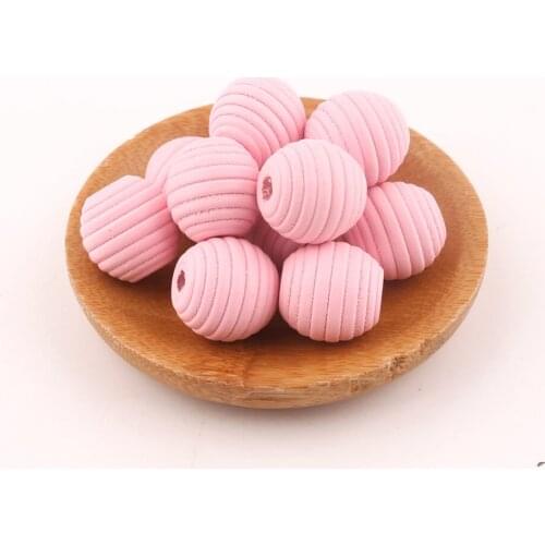 50PCS Round Hive Wood Bead 18mm Baby Nursing Accessories BPA Free Wood Baby Teether Sensory Chewing Toy Beads DIY Jewelry