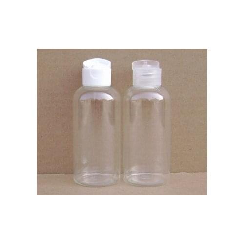 75ml wholesale 50pcs empty liqued PET lotion bottle with Clamshell cap , clear 75ml pet plastic bottles manufacturers