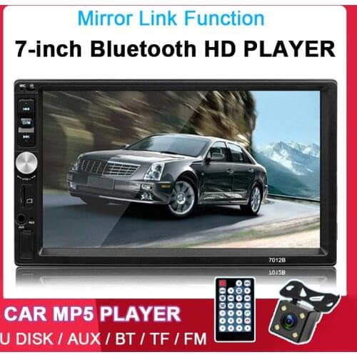 2 din 7 Inch Bluetooth touch Screen Car radio handfree Stereo 12V AUX in FM USB TF 13 languages with rear camera MP5 Player