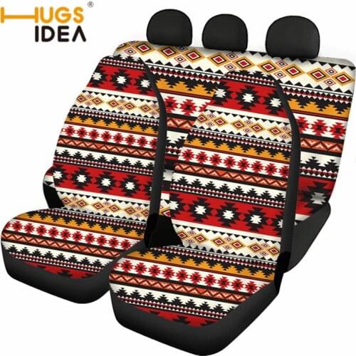 HUGSIDEA Indians Navajo Aztec Tribal Slip-Resistant Car Seat Covers Ethnic Style Automobile Seat Protector Front&Rear Seat Cover