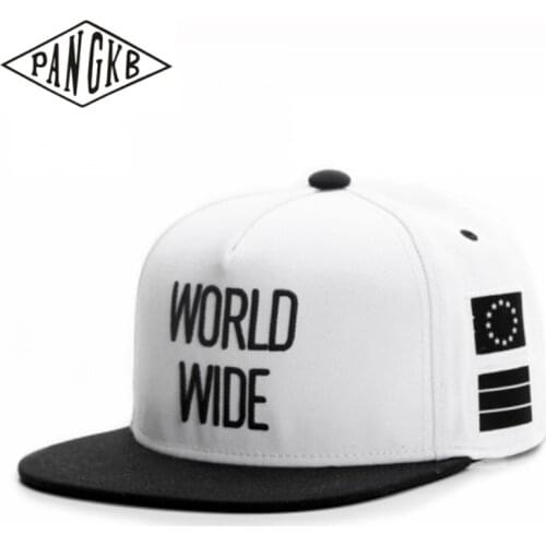 PANGKB Brand WORLD WIDE CAP white cotton Hip Hop snapback hat for men women adult outdoor casual sun baseball cap bone