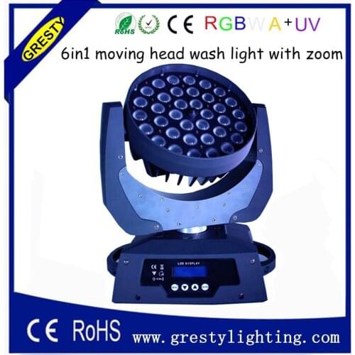 Free shipping 36pcs 10W RGBW 4 in 1 wash moving head led light/ 6 in1 moving head light 18w rgbwa uv