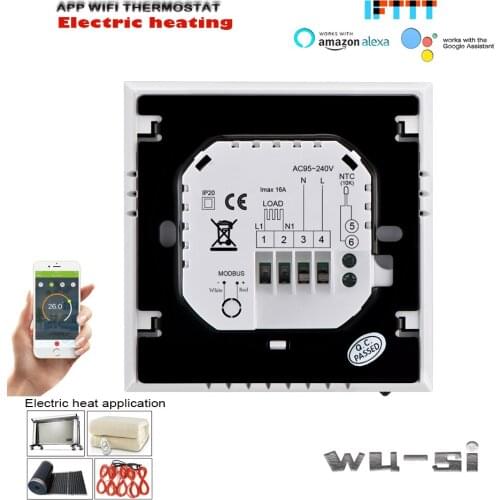 95-240VAC 16A Dual sensor wifi wireless electric heating thermostat