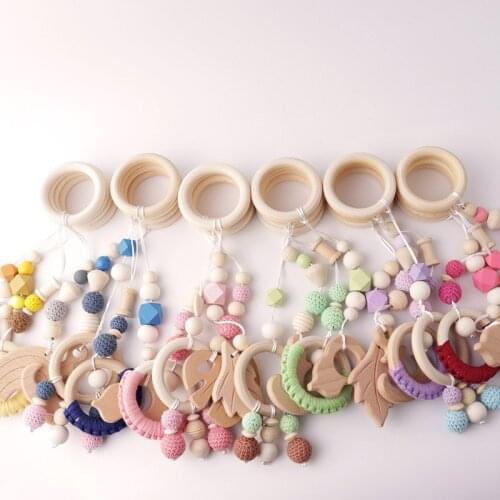 Pacifier chain Baby Toy Wooden Pram Clip Baby Mobile Pram Personalize Silicone Bead Pacifier Chain Chewable Silicone Rattle