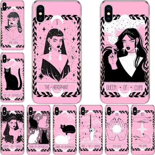 Pink Witches Moon Tarot Mystery Phone Case For Iphone 11 12 Mini Pro XS Max XR X 8 7 6 6S Plus SE 2020 5 5S SE Cover Shell Coque