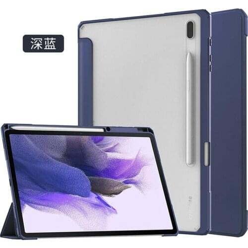 Case For Samsung Galaxy Tab S7 FE 12.4 T730 T735 T736 Plus T970 T975 Case Stand Cover Funda PU+Acrylic +Soft TPU Smart Cover