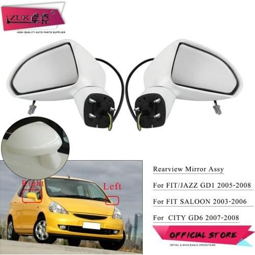ZUK Pair Outer Rearview Side Door Mirror ASSY For HONDA FIT JAZZ 2003 2004 2005 2006 2007 2008 FIT SALOON CITY 2007-2008 3-PINS